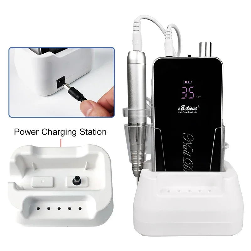 충전식 네일 드릴 네일 키트, 전문 35000Rpm, 저진동 무선 핸드피스, 65W, TP301/322