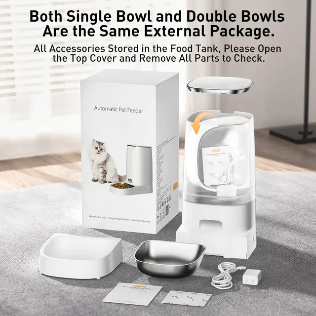 ROJECO Automatic Cat Feeder Pet Smart WiFi Cat Food Kibble Dispenser Remote Control Auto Feeder For Cat Dog Dry Food Accessories 6