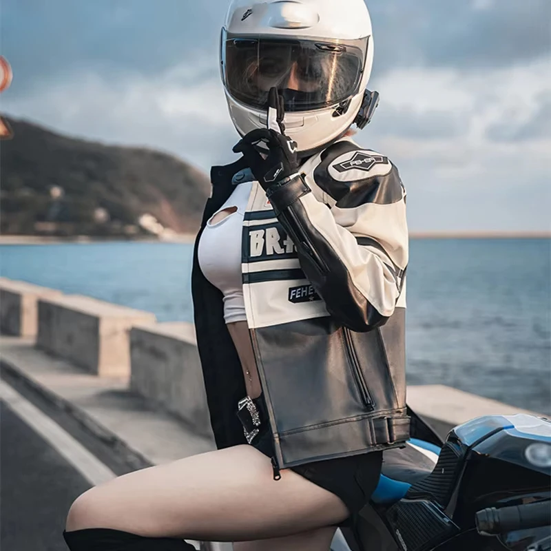 레트로 오토바이 자켓 여성 방수 가죽 오토바이 자켓 내마모성 모토크로스 라이딩 자켓 캐주얼 모토 의류
