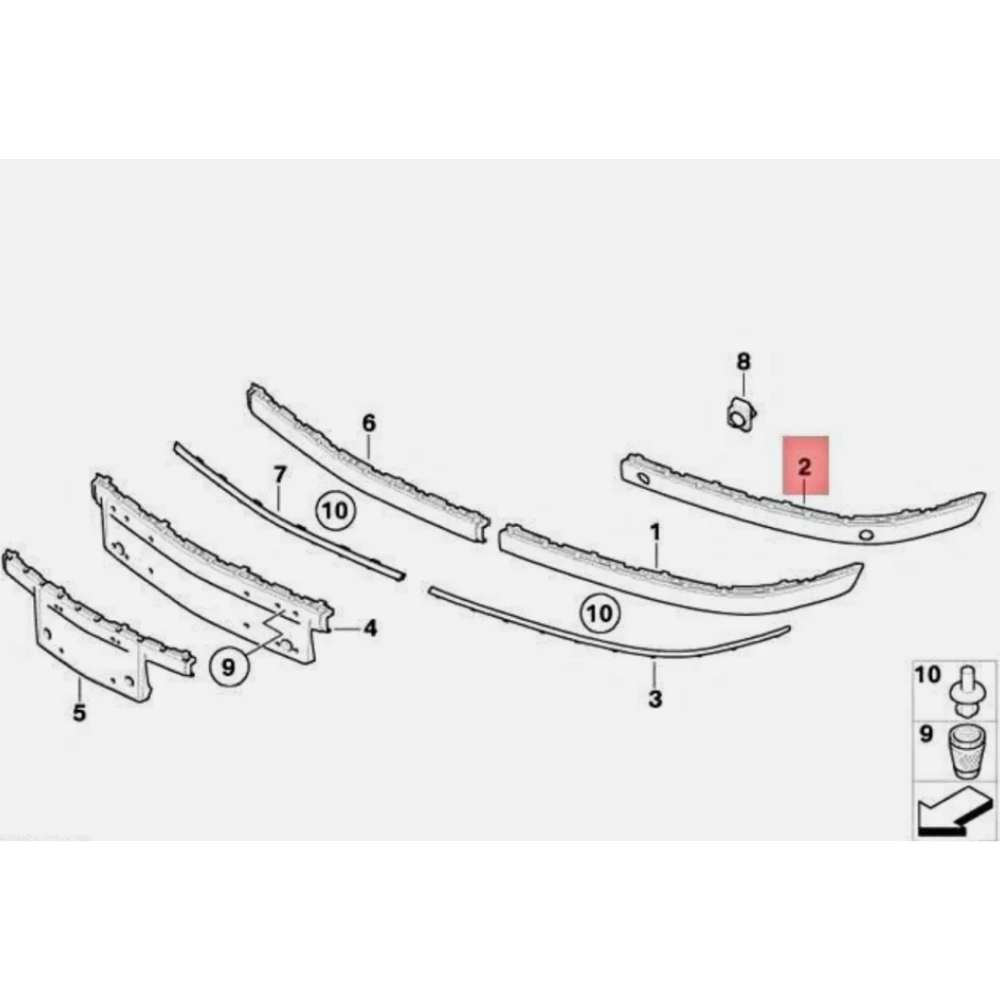 Front bumper chrome plated strip 51117142245 51117142246 For BMW 7 Series E66 2006-2008