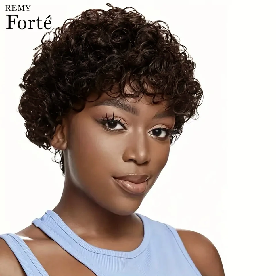 

Short Afro Kinky Curly Bob Wigs Human Hair Full Machine Made Wigs 180% Density Curly Pixie Cut Wigs For Black Women Human Hair