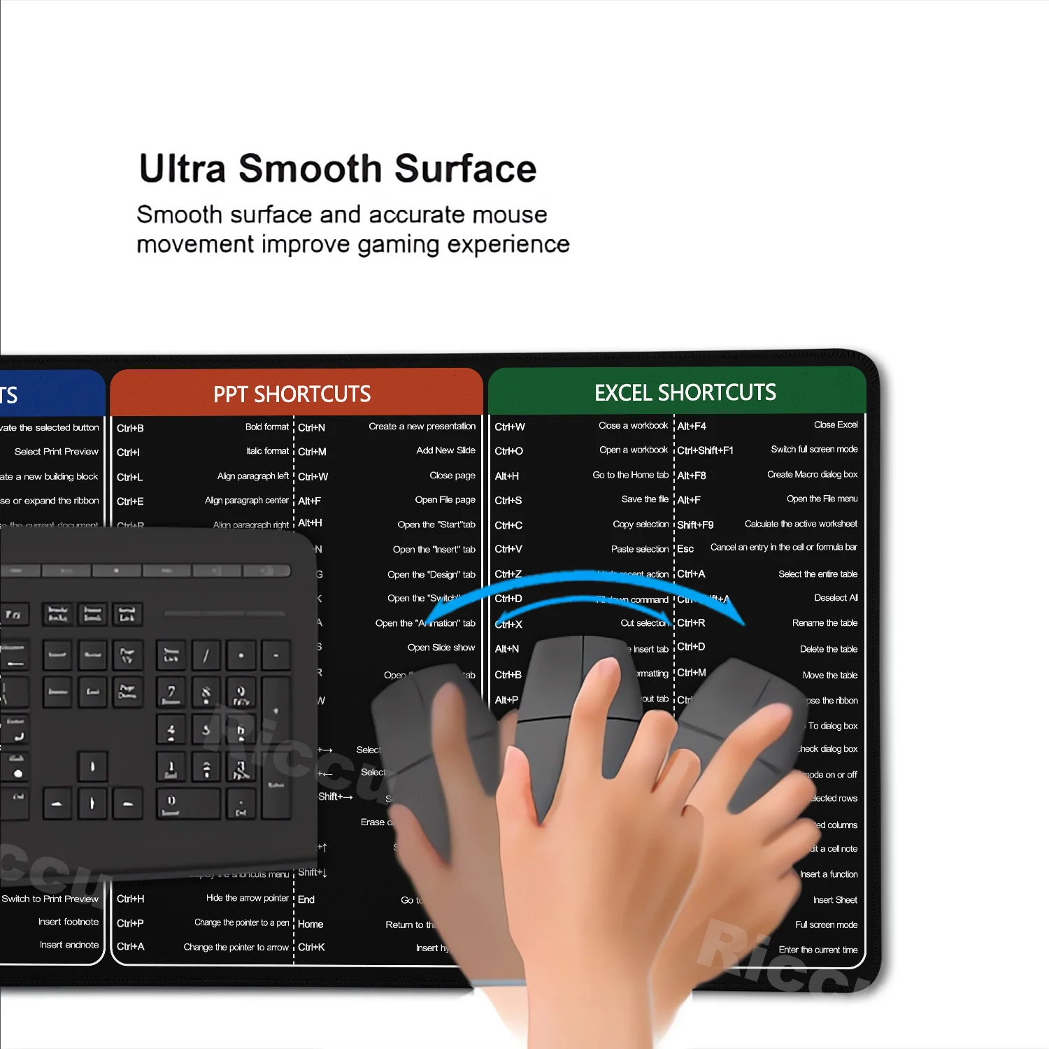 HD Print Office Shortcuts Mouse Pad Large Extended Keyboard Mousepad For Excel Word Powerpoint Gaming Desk Mat Stitched Edge mouse pad,gaming mousepad,computer desk mat
