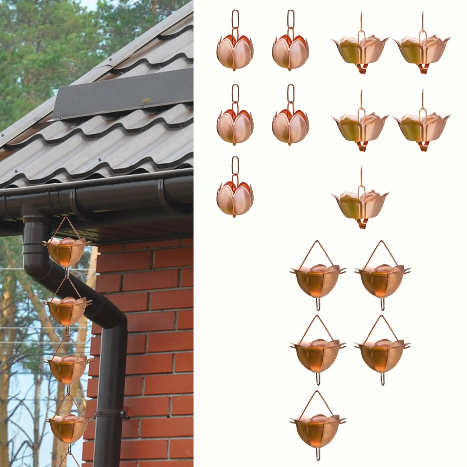 Rain Chains for Gutters 1M Professional Drainage Sturdy Multipurpose Rainwater Diverter for House Eaves Home Garden Porch Patio