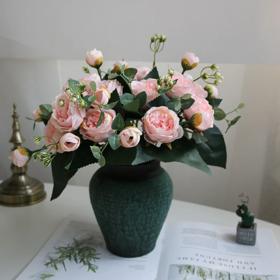 1Pc Seide Rose Künstliche Blume Pfingstrose Hochzeit Im Freien Kranz Brautstrauß Festival Decor Vase Hause Zimmer Diy Geschenk Schießen prop – Detail 7