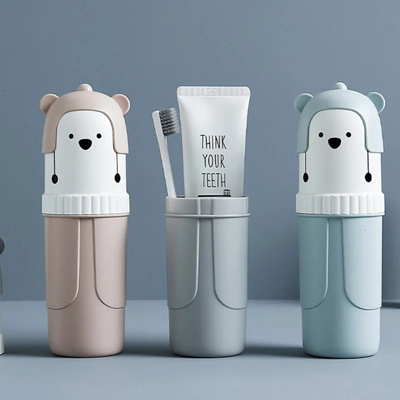 Cute Portable Toothbrush Holder Box Travel Toothbrush Cup Mouthwash Cup Toothpaste Storage