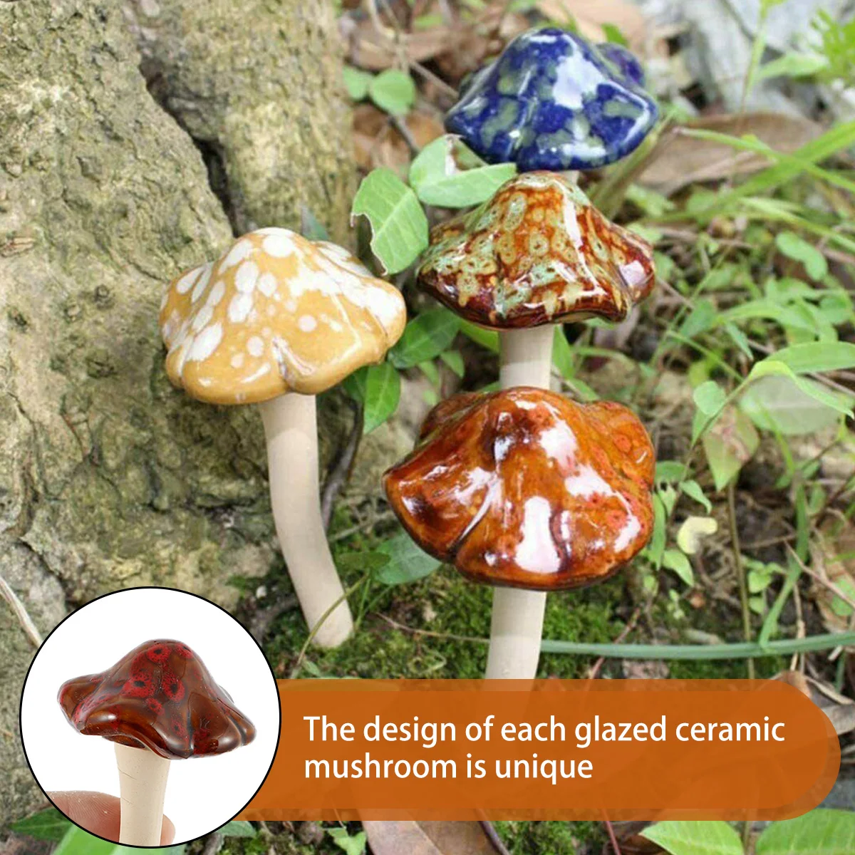 4/8 Pcs Garden Mushrooms Decoration Ceramics Toadstool Mushroom Statue Crafts Corrosion-Resistant Non-Fading Courtyard Ornament
