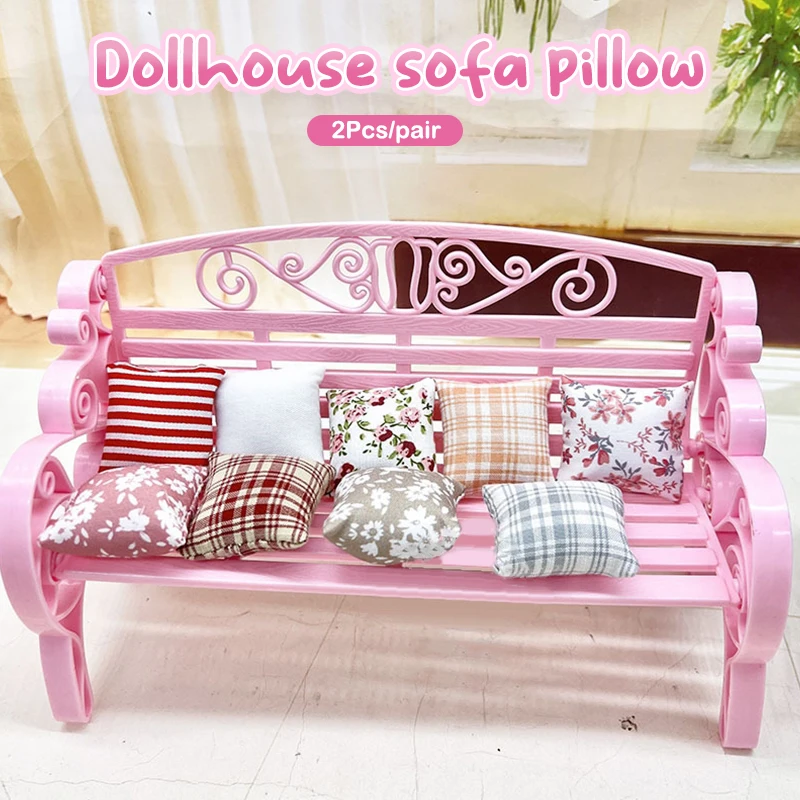 

1 пара 1:12 миниатюрная ткань для кукольного домика, диванная подушка, подушка для кровати, предметы интерьера, имитация модели, Декор, Подарочные игрушки