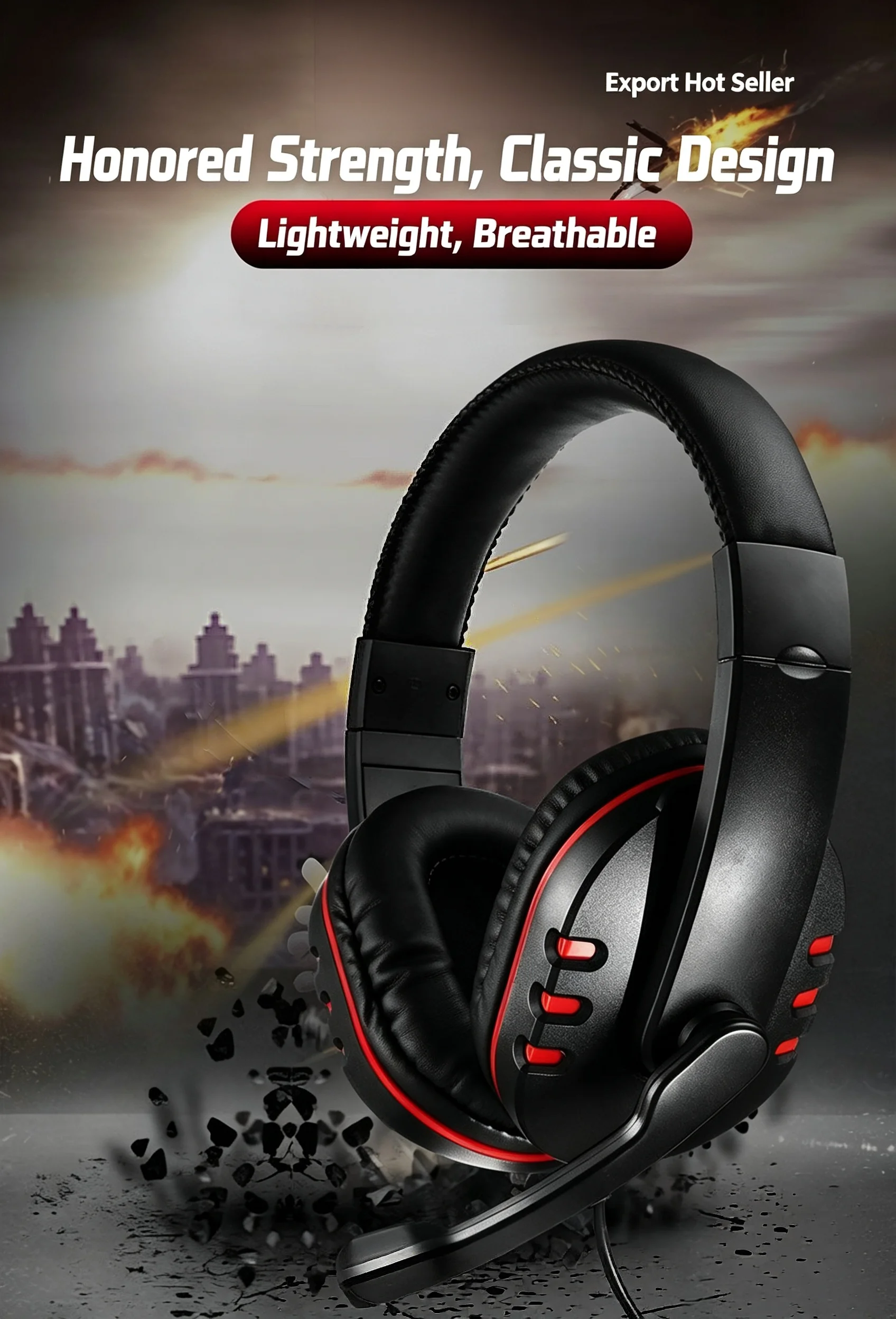 Wired Over-Ear Gaming Headset with Mic & Inline Control and Breathable Earpads
