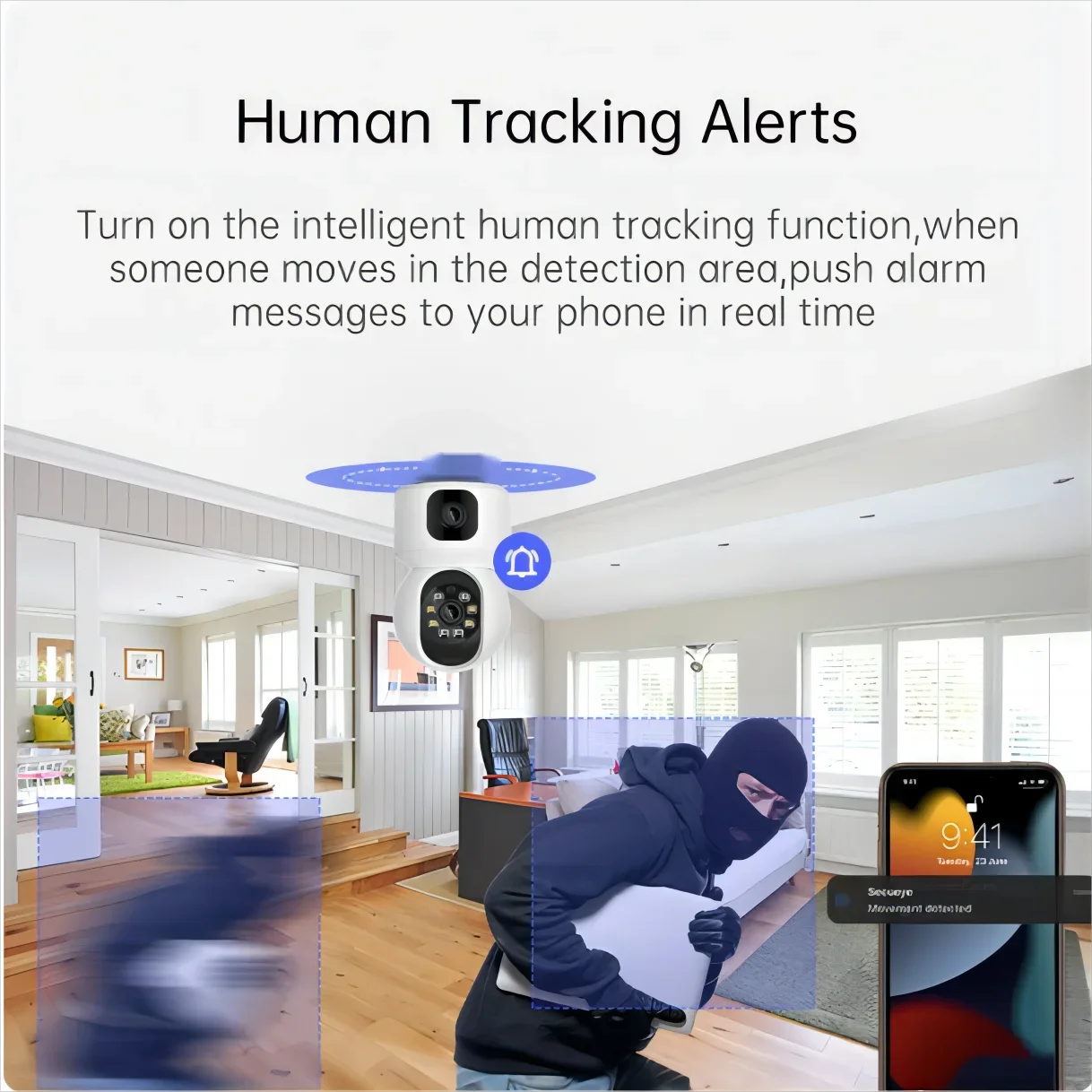 8MP WiFi IP Camera Dual Lens Baby Monitor Color Night Vision PTZ Human Automatic Tracking Video Smart Home Surveillance Cameras 5