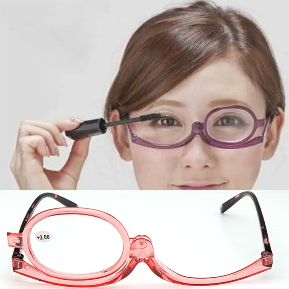 New Rotating Magnifying Makeup Reading Glasses For Women Folding Clamshell Cosmetic Presbyopic Glasses For Elder +1.0~+4.0