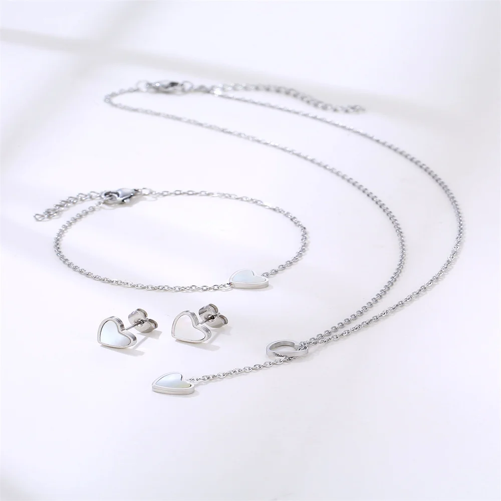 Set di gioielli in acciaio inossidabile Collana Orecchini Set di gioielli in acciaio inossidabile Collana Orecchini