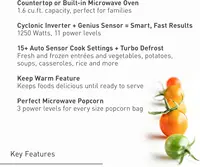76  1.6 cu.ft Cyclonic Inverter  Microwave Oven 1250  Power with Genius Sensor Cooking, 19.44"D x 2 2