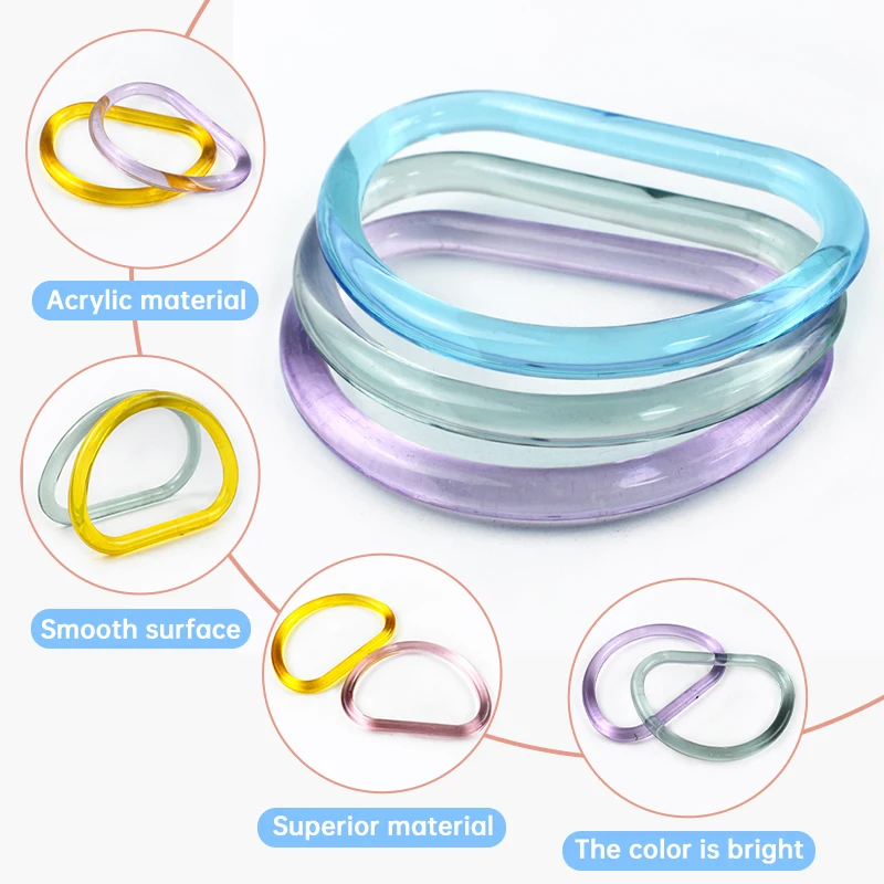2/4/10Pcs 10cm Acrylic D Ring Transparent Plastic Handle for Bags Handbag Woven-bag Replace Bag Handles Purse Frame Accessories 5
