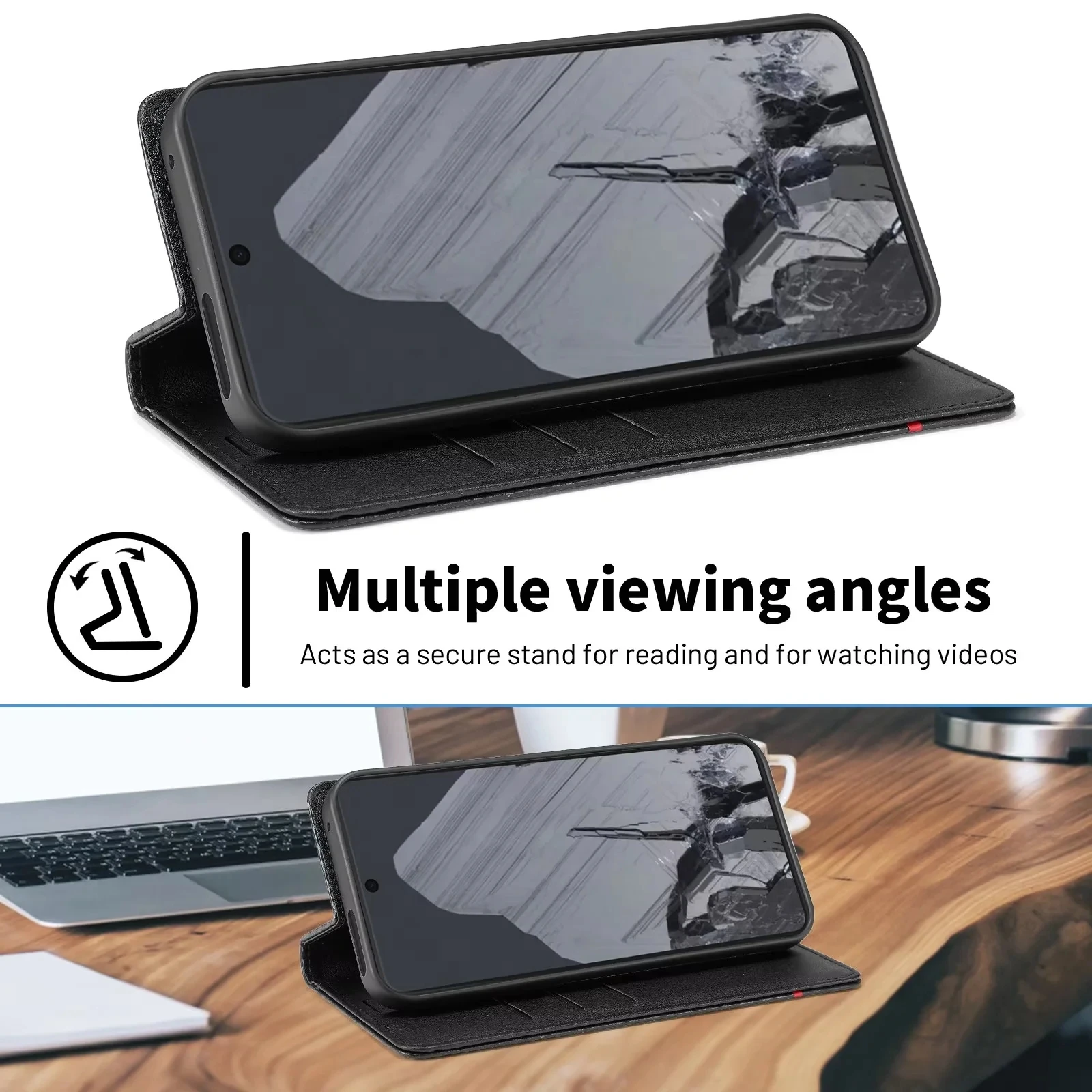 Premium Business Flip Leather Wallet Phone Case with Carbon Fiber Card Slot Cover