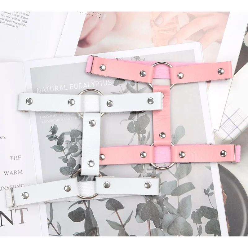 Women Girls Sexy Garter Goth Belt Harajuku Punk Gothic PU Leather Leg Rock Sexy Elastic Stockings Lingerie Clothing Accessories