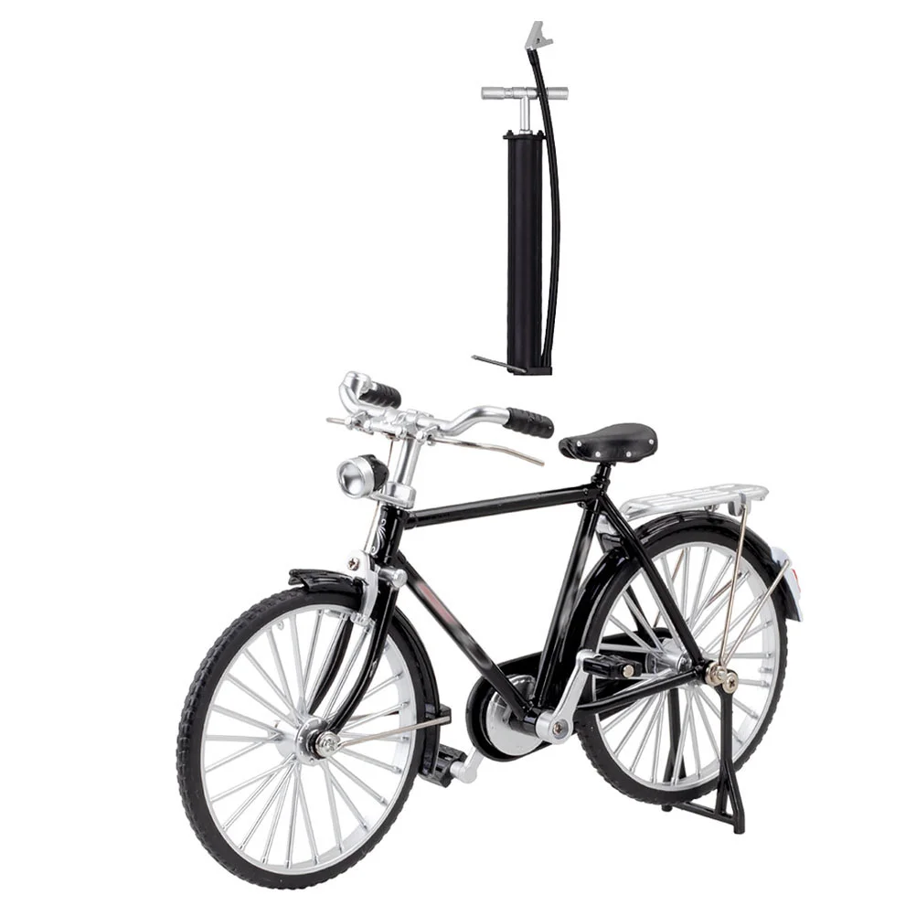 

1 Set Bike Inflator Tabletop Ornament Miniature Vintage Scale Bike Model