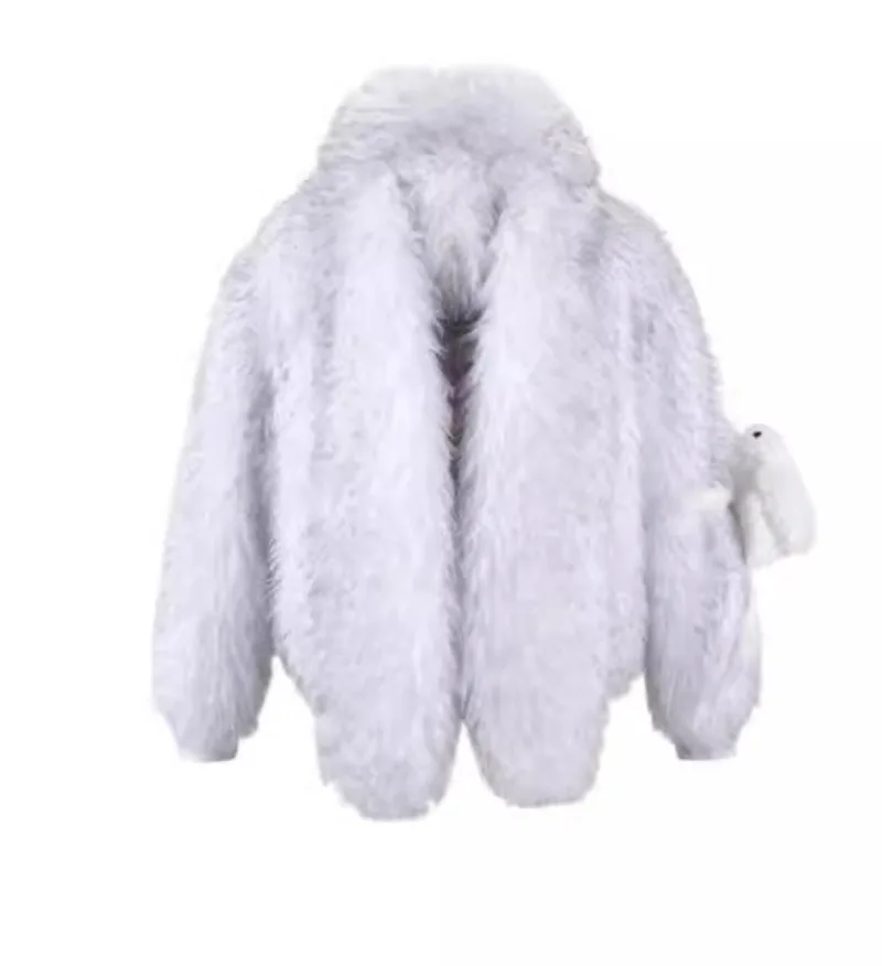 2023 Autumn And Winter New Fox Faux Fur Hooded Coat Cute Rabbit Ears Furry Jacket Female Winter New Cotton Clothing For Women