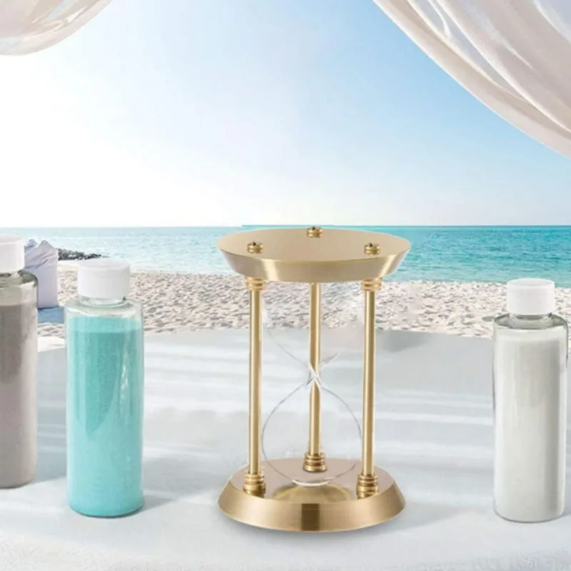 Sand Timer Liquid Hourglass Timer Colored Hourglass European Vintage Empty Hourglass Bottle Handmade Glass Sandglass Creative Metal Timer Sand Clock DIY Home Desktop Decor Gifts