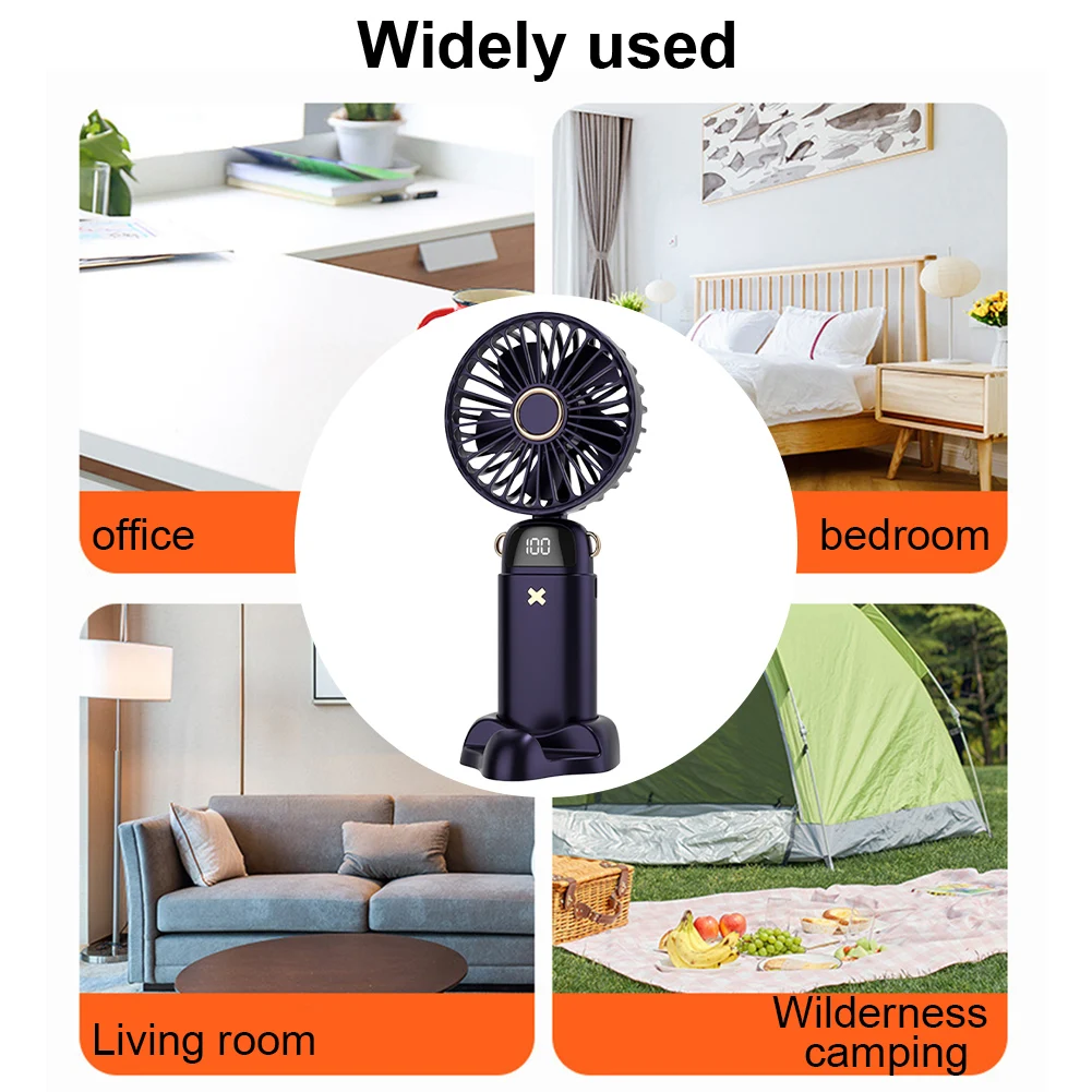 Neck Hanging Fan Foldable USB Rechargeable Cooling Fan Aromatherapy Digital Display Phone Holder Fan for Outdoor Camping Office