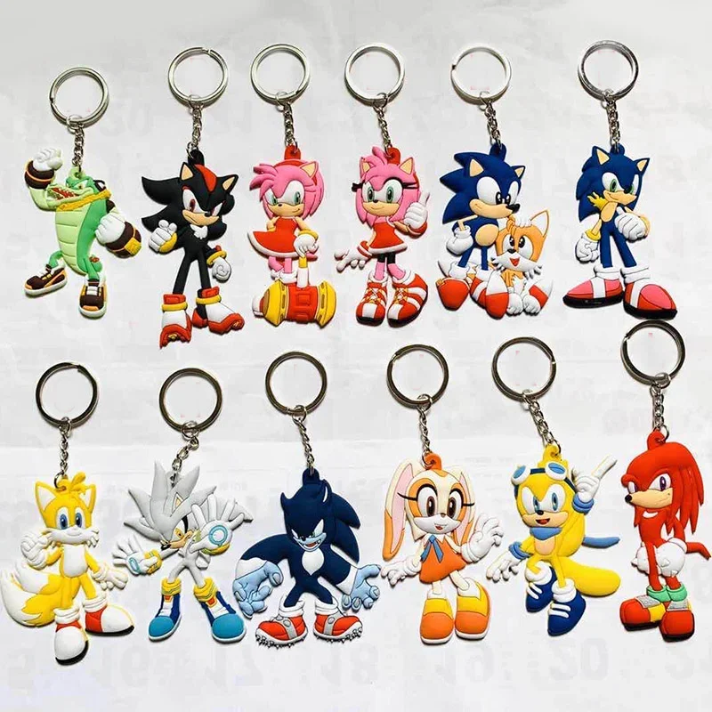 

PVC Key Chain Cartoon Hedgehog Sonic Shadow Cream The Rabbit Knuckles The Echidna Cute Creative High-value Couple Bag Ornaments