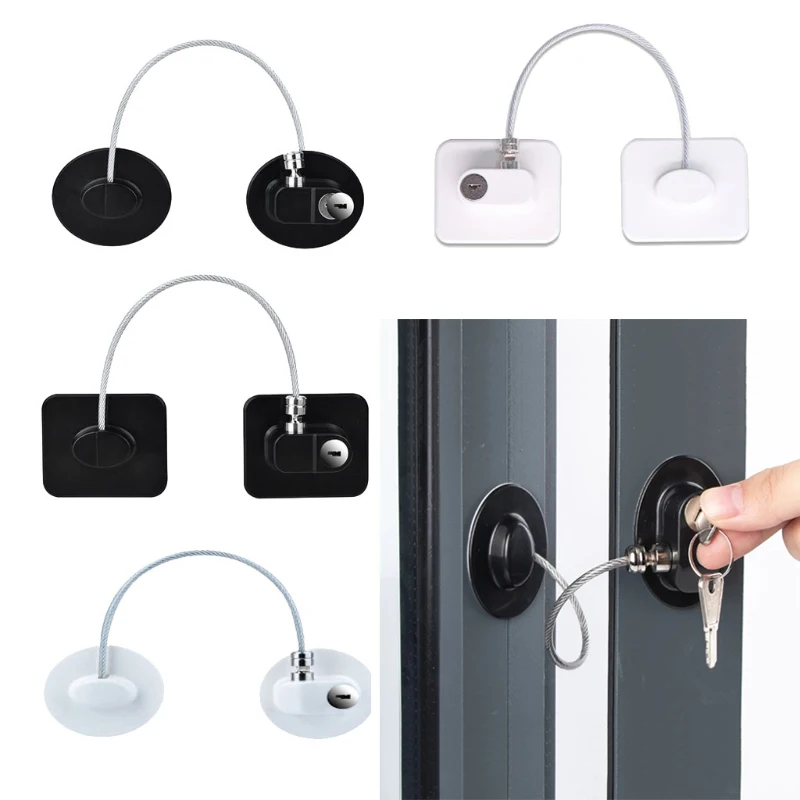 Child Safety Lock 1 Pc Cabinet Fridge Door Lock Stainless Steel Cable Protection Kids Baby Home Window Strong Fix cabinet lock child lock door lock refrigerator lock door window lock safety lock refrigerator door lock
