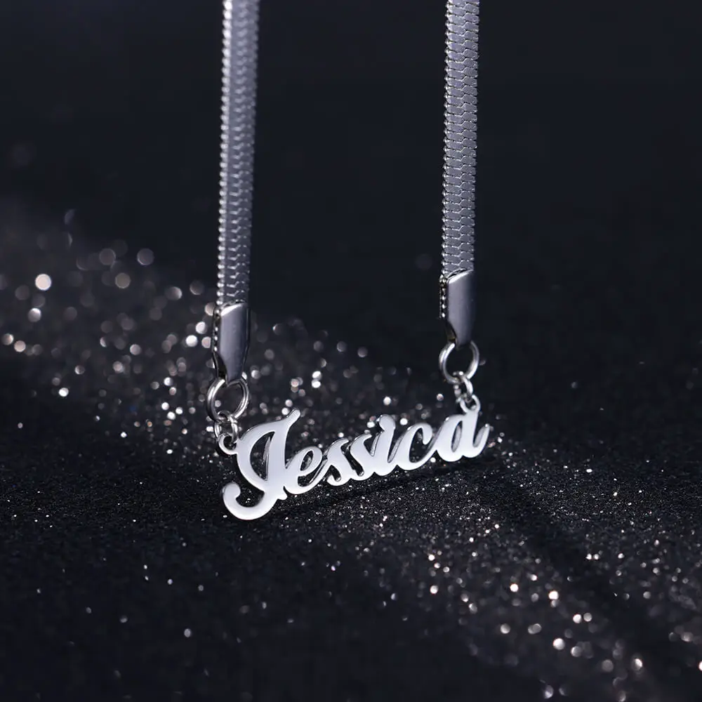 

Any Font Custom Name Necklace for Women Blade Chain Personalized Nameplate Pendant Necklaces Stainless Steel Jewelry collares