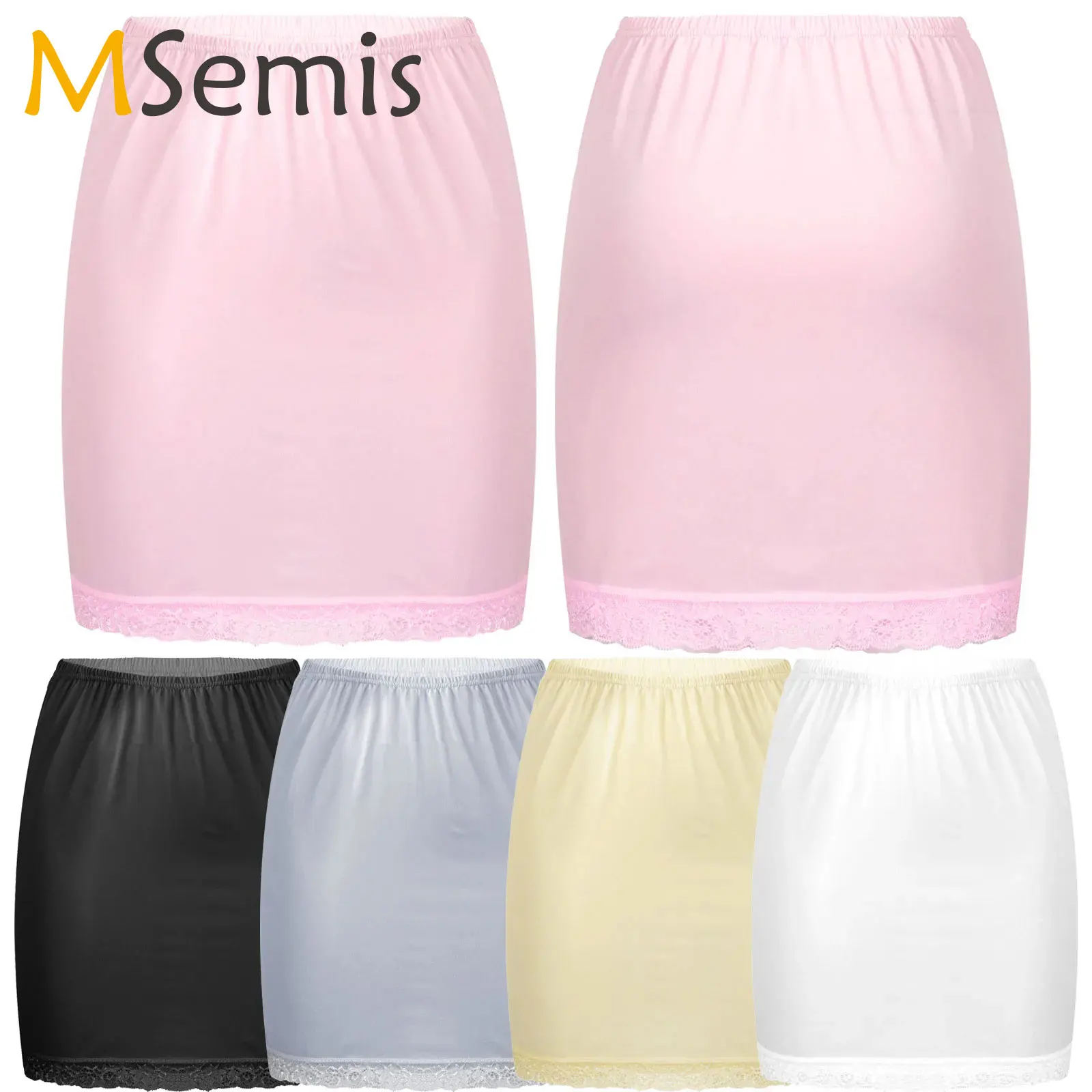 Underskirt Lining Womens Soft Half Slips Dress Summer Ladies Underwear Thin High Waist Elastic Anti-Penetrating Underskirt Lining