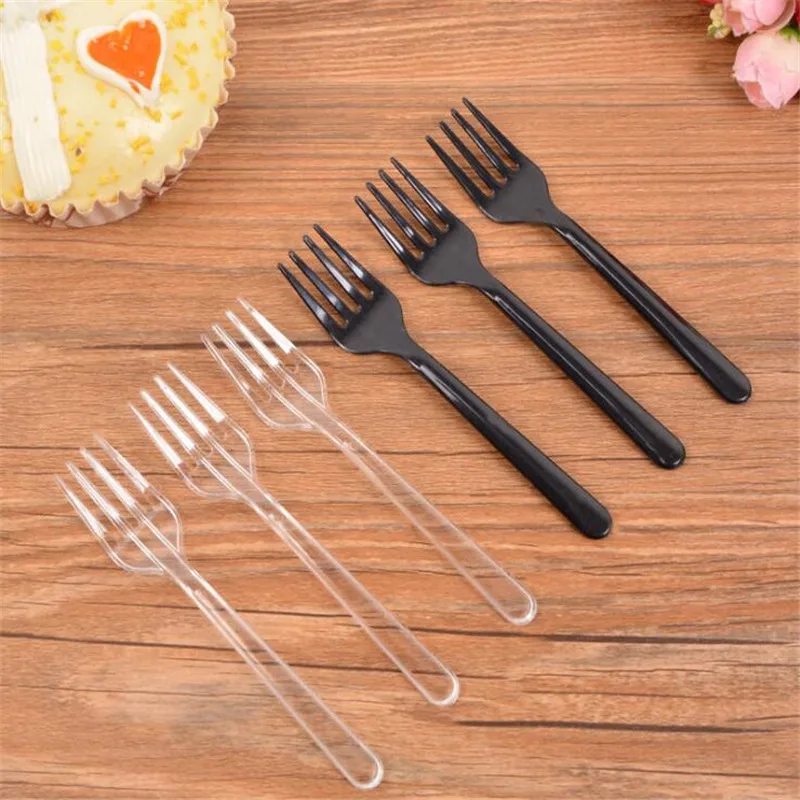 Description Picture 2 of item95Pcs Disposable Fork Cake Dessert Dim Fruit Forks Dinnerware Thickening Plastic Forks For Wedding Birthday Party Utensil Supply