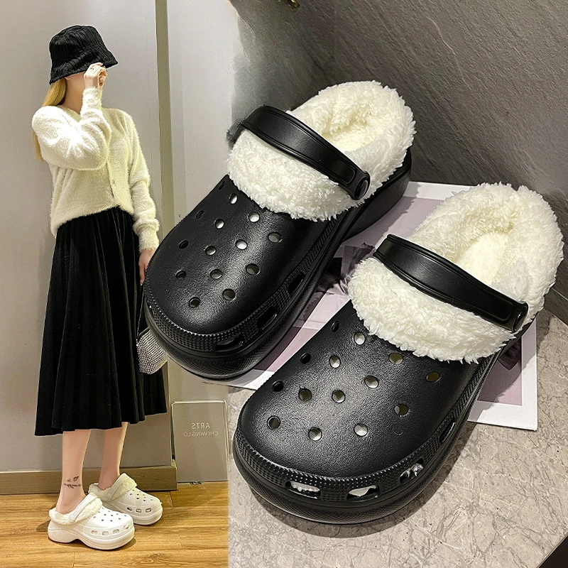 

Casual Thick Bottom Elevated Increase Anti-slip Baotou Cotton Slippers 2023 New Fashion Simple All-match Womens Shoes Wintertime