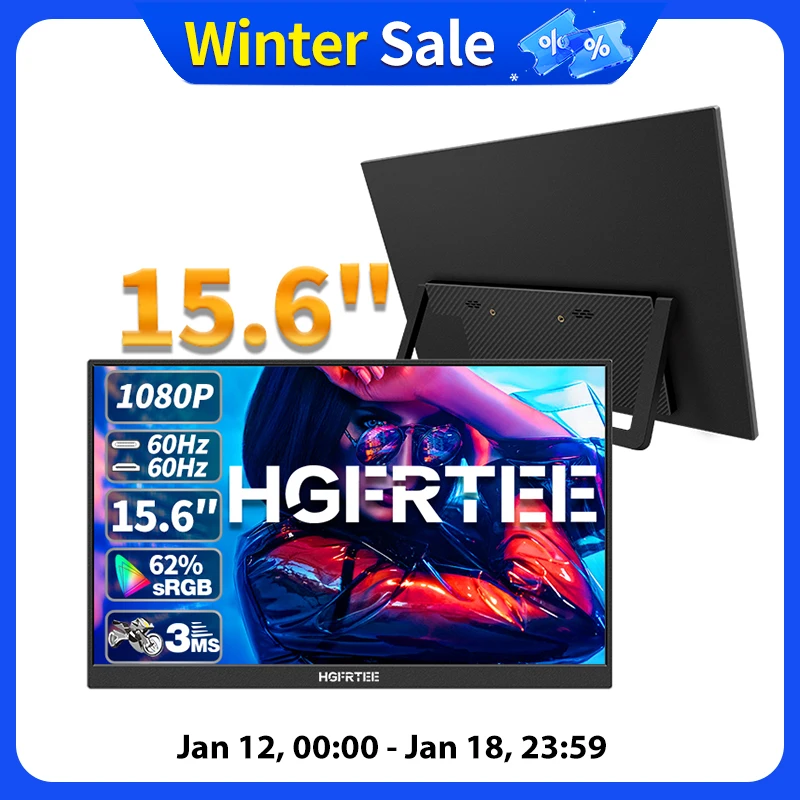 15.6inch Portable Monitor FHD-IPS Panel Second Screen For Laptop Gaming Extended Display Type C HDMI