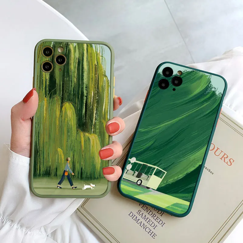 Cartoon Green Lawn Suburban Relax Phone Case Per Iphone 14 11 12 13 Pro Max Xr Xs X 7 8 15 Plus Se2 Vintage Cute Back Cover