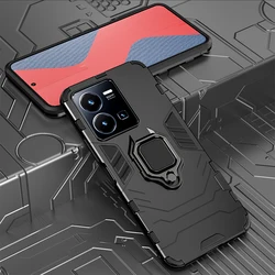 Custodia Armoured Shockproof con Anello in Metallo e Costruzione Ibrida in Silicone-PC