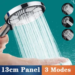 13 CM Big Panel Large Flow Supercharge Shower Head Round 3 Modes High Pressure Spray Nozzle Massage Rainfall Bathroom Shower
