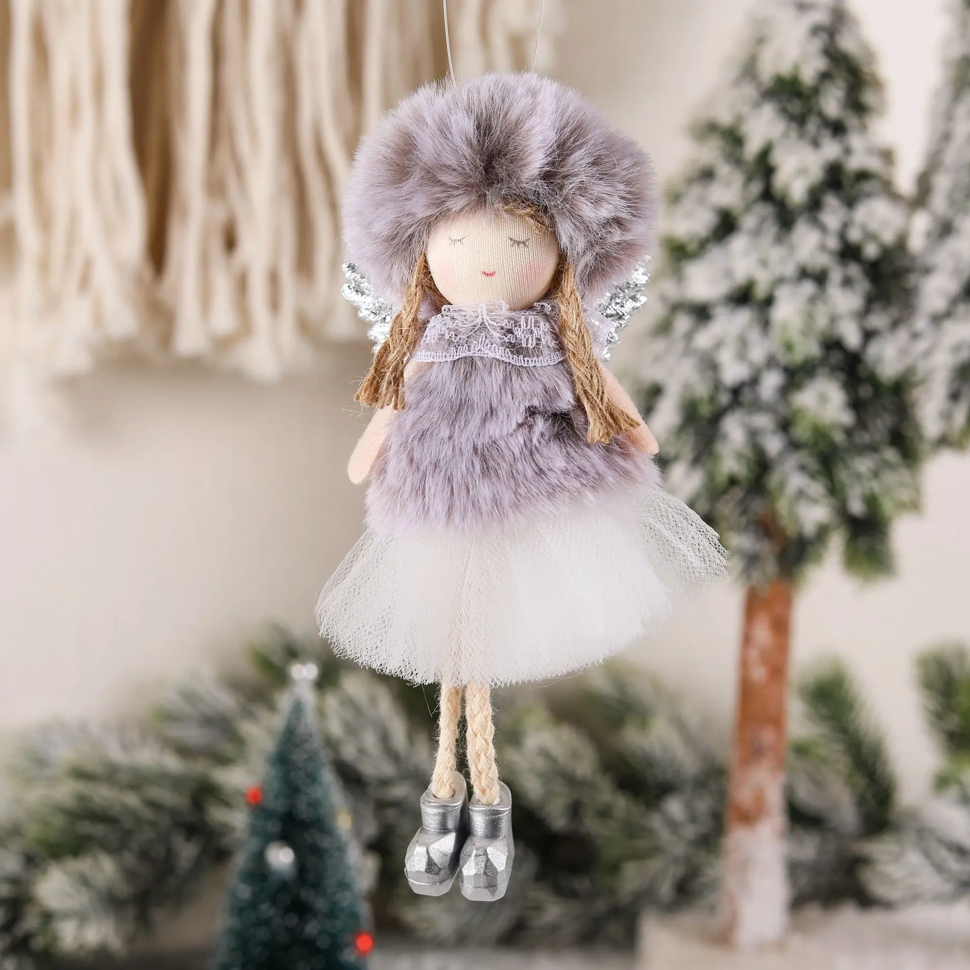 Ornamenti pendenti per albero di Natale 2 pezzi Decorazione natalizia da appendere Angelo Bambola di peluche Bambola per albero di Natale Angelo di