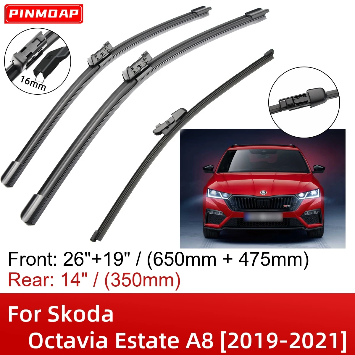 Escobillas de limpiaparabrisas delanteras y traseras para Skoda Octavia Estate A8 2019 2021 26 "+ + 14 "accesorios de corte 2019 2020 2021| | - AliExpress