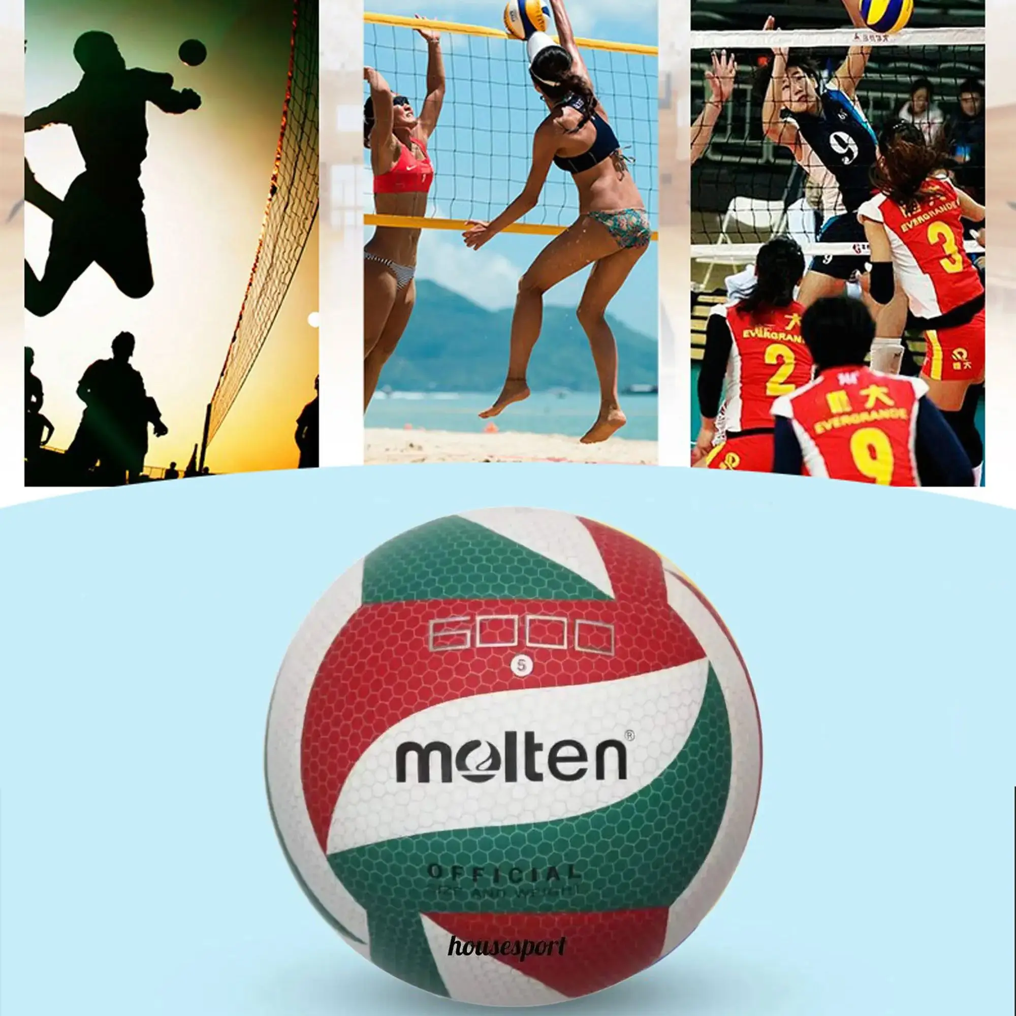 Printed Volleyball 6000 Size 5 for Outdoor Sports Training