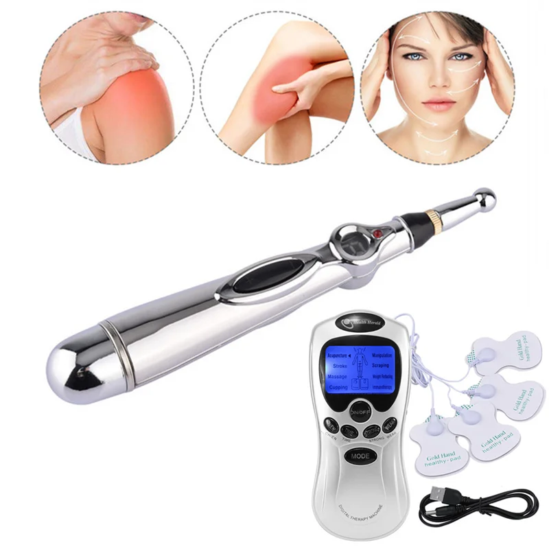 Massaggiatore Elettrico A 4 Vie Tens Stimolatore Muscolare Del Corpo Digitale Penna Per Agopuntura Elettrica Penna Laser Meridiana Per Massaggio Curat