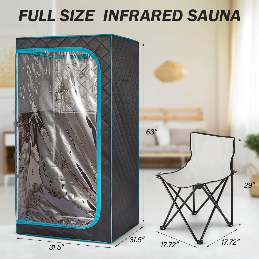 Portable Full Size Infrared Sauna Home Spa Detox Therapy with Upgrade Reinforced Portable Chair Whole Front Clear Window 5