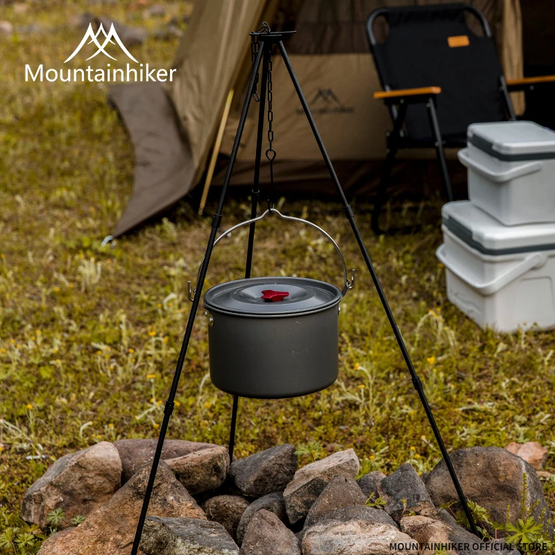 4L Camping Hanging Pot Cookware Outdoor Tableware 4-6 Persons Picnic BBQ Cooking Tourism Fishing kitchen Equipment kitchen utensils camping cookware camping cookware set