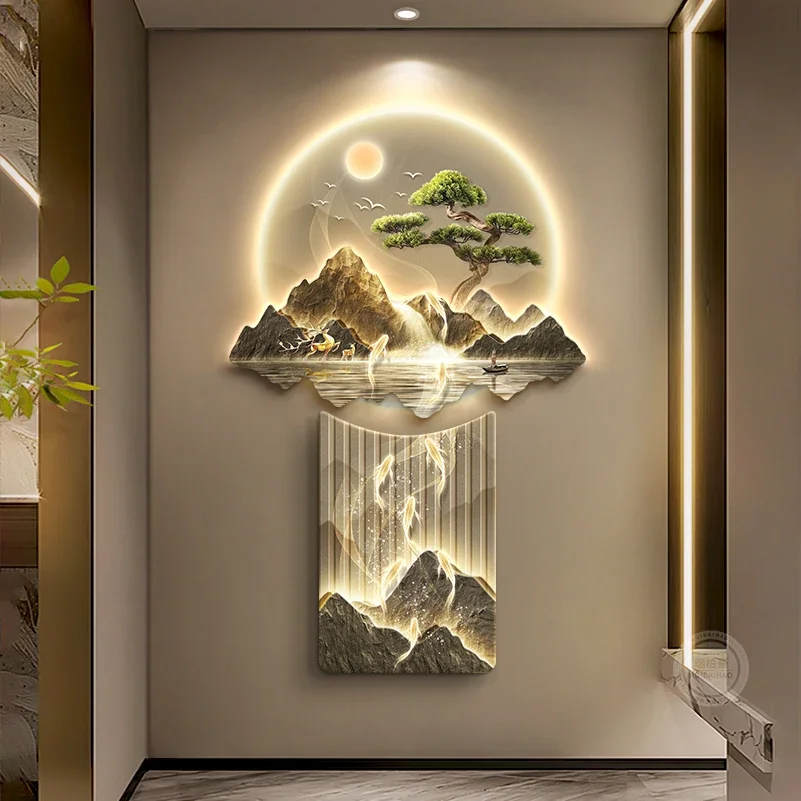 Modern Living Room LED Landscape Fish Wall Light Luxury Home Decor Corridor Lighting Fixtures Creative Remote Control Wall Lamps