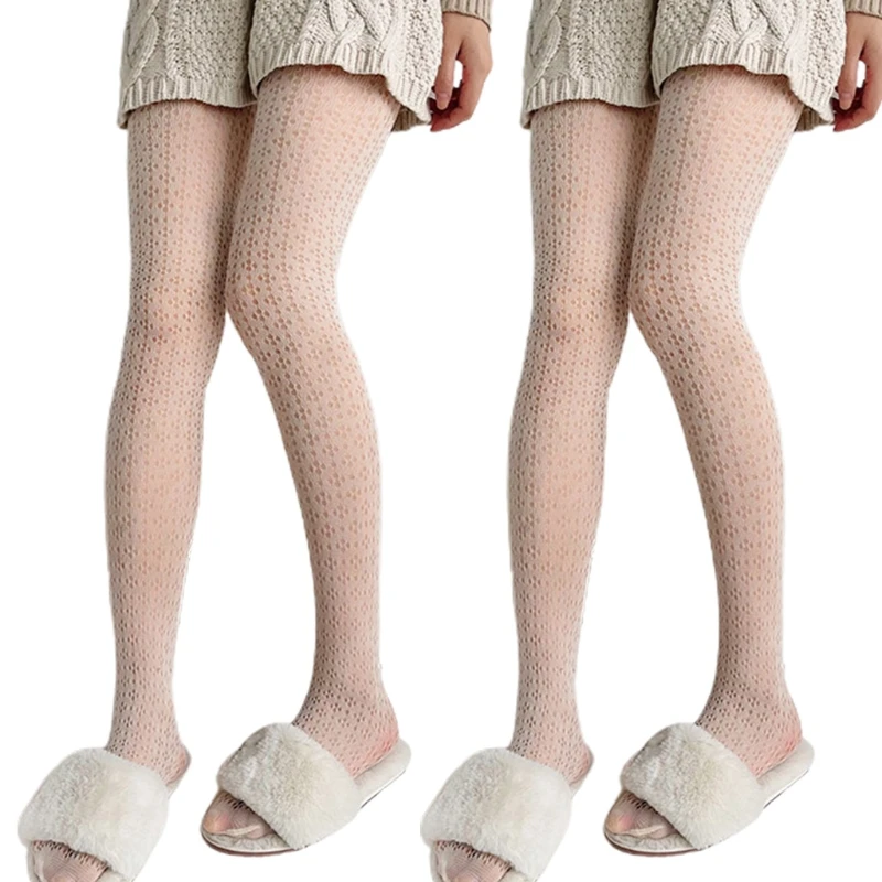 Japanese Women Fishnet Pantyhose Sweet Milk White Hollow Out Mesh Knitted Patterned Stockings Tights