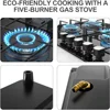 36" 5 Burner Gas Cooktop Built-in Stove Top Tempered Glass Panel NG/LPG Auto Ignition Hob Universal Nozzle Stainless Steel 6