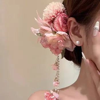 Accessori per Capelli Hanfu con Nappine, Stile Antico, Colorato, Stile Cinese, Fermaglio per Capelli, Copricapo, Fiore per Capelli