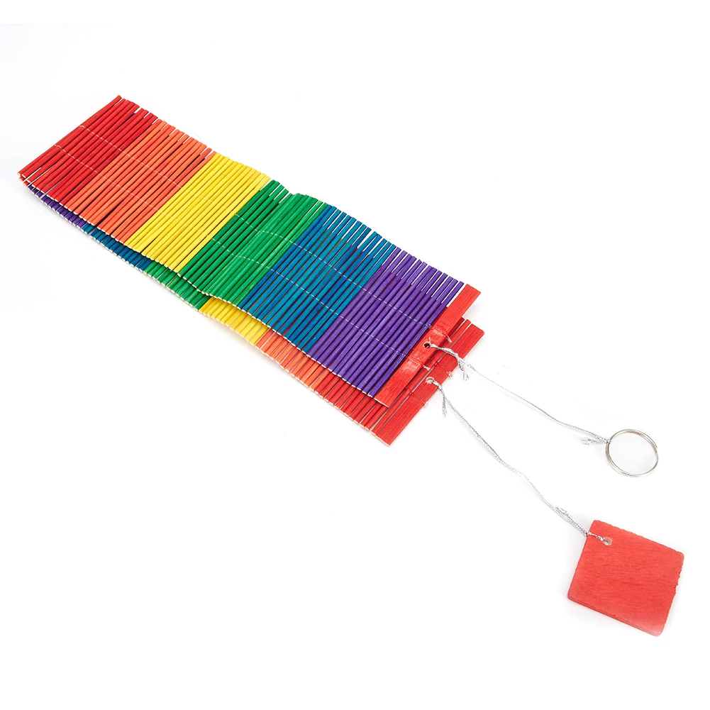 Outdoor Wooden Wind Chimes Yard Garden Colourful Kindergarten Bells Rainbow Wind Chime Wall Hanging Decorations Home Decor 6