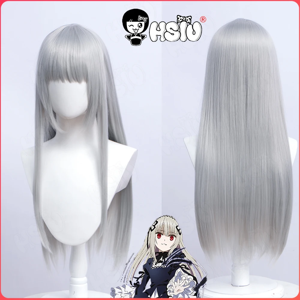 

Suigintou Cosplay Wig Anime Rozen Maiden Cosplay HSIU 65cm Long silver hair Synthetic Wig+Wig cap Mercury Lampe Cosplay Wig