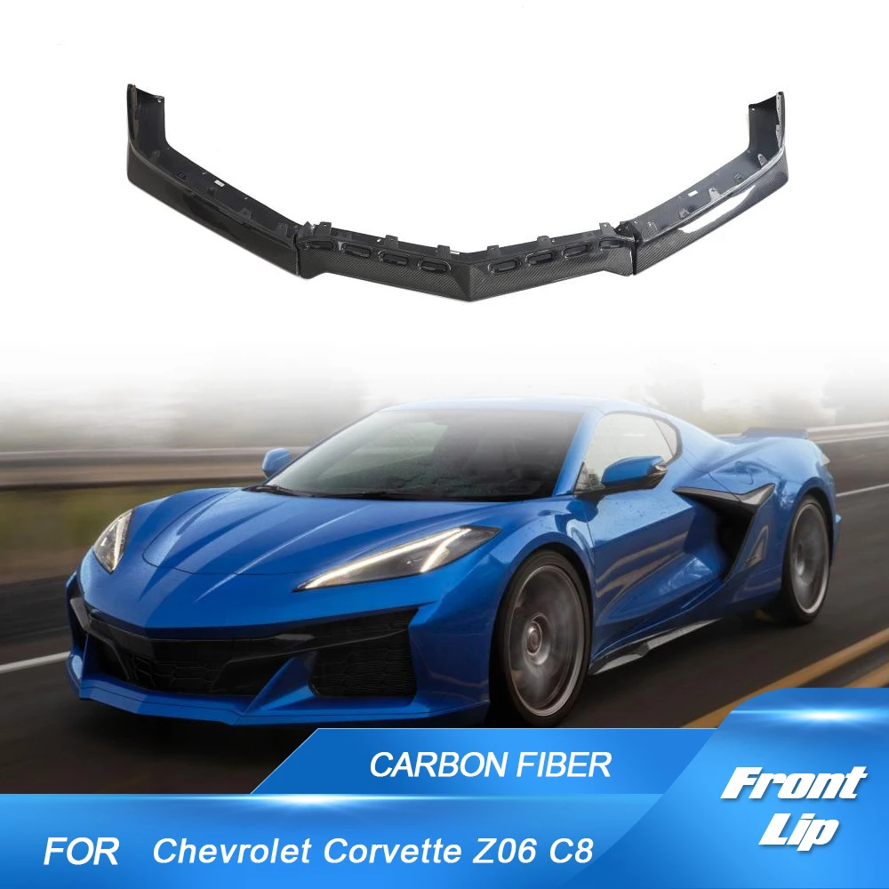 

Real Carbon Fiber Spoiler For Chevy C8 Corvette 2023 Z06 Car Body Kits Front Bumper Lip Spoiler Splitter Wide Body Kits