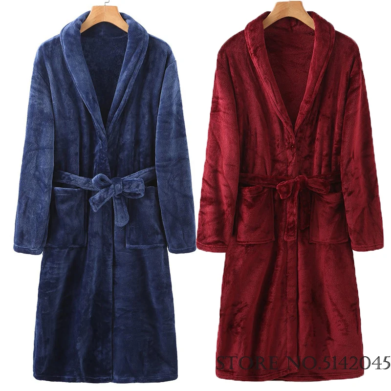 

Autumn Winter Flannel Couple Sleepwear Robe Thickened Warm Coral Fleece Kimono Bathrobe Gown Loose Casual Nightgown Home Wear
