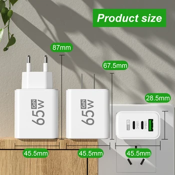 Compact 65W wall charger for phones