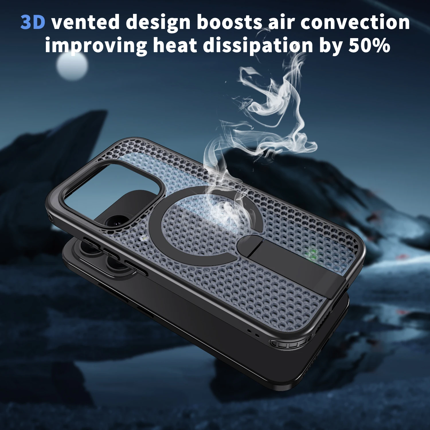 Magnetic Armor Phone Case with Cooling Hole Design and Metal Bracket