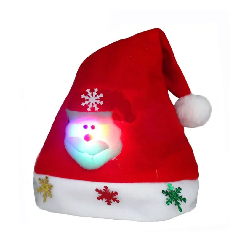 Christmas Hat LED Glowing Santa Hat New Year Christmas Decorations for Home Kids Adults Cap Holiday Gifts christmas beanie hat